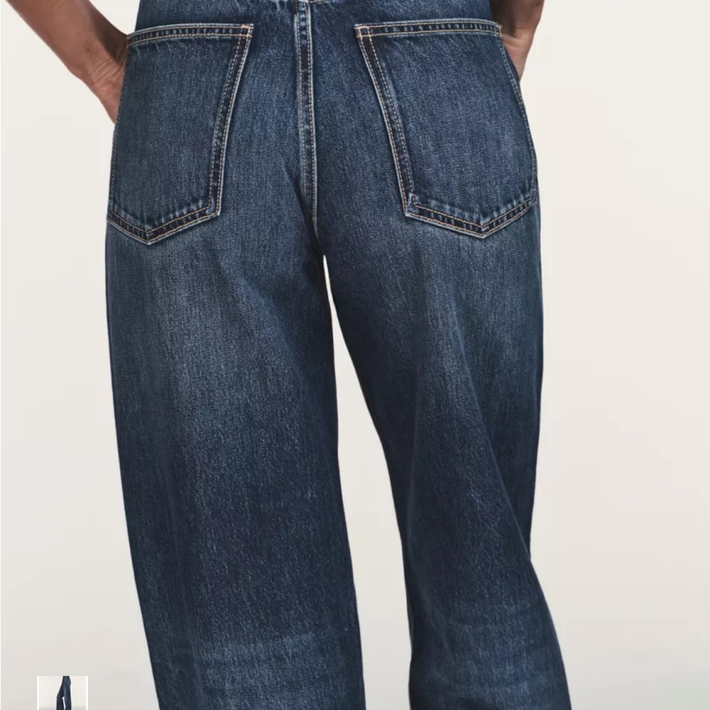 Zara Women's High-Rise Wide-Leg Jeans in Dark Blue